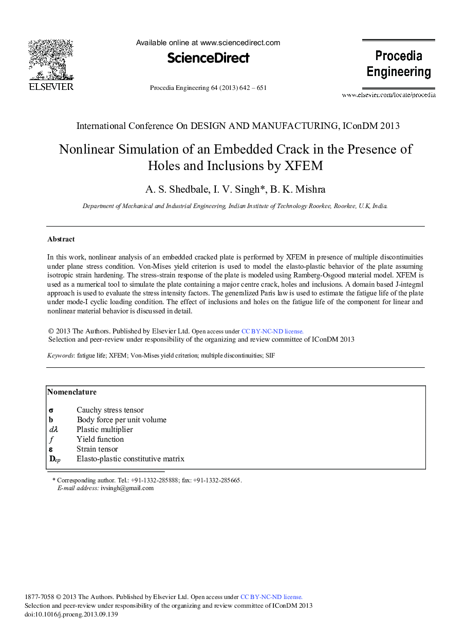 Nonlinear Simulation of an Embedded Crack in the Presence of Holes and Inclusions by XFEM 