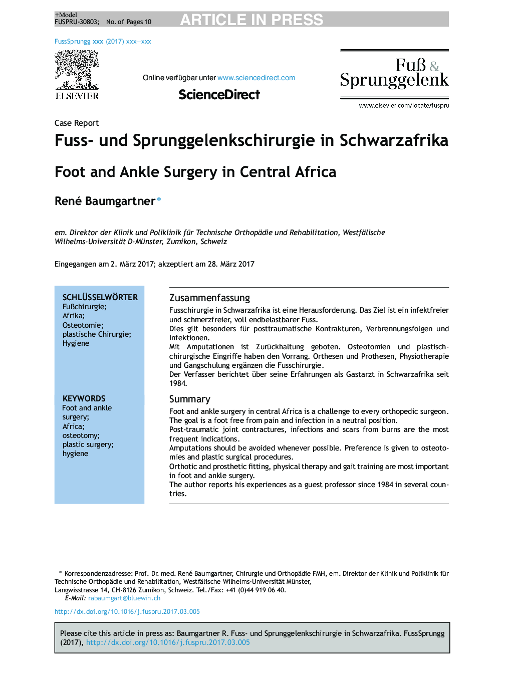 جراحی پا و مچ پا در جنوب صحرای آفریقا 