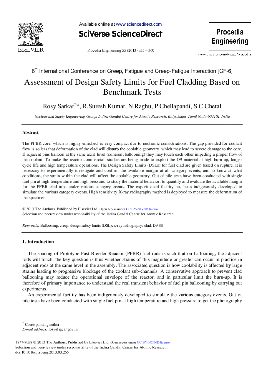 Assessment of Design Safety Limits for Fuel Cladding Based on Benchmark Tests 