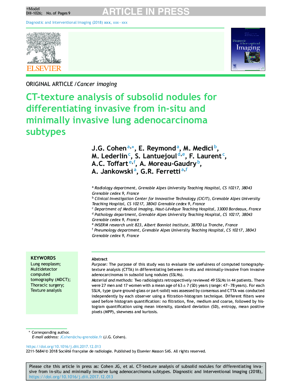 CT-texture analysis of subsolid nodules for differentiating invasive from in-situ and minimally invasive lung adenocarcinoma subtypes