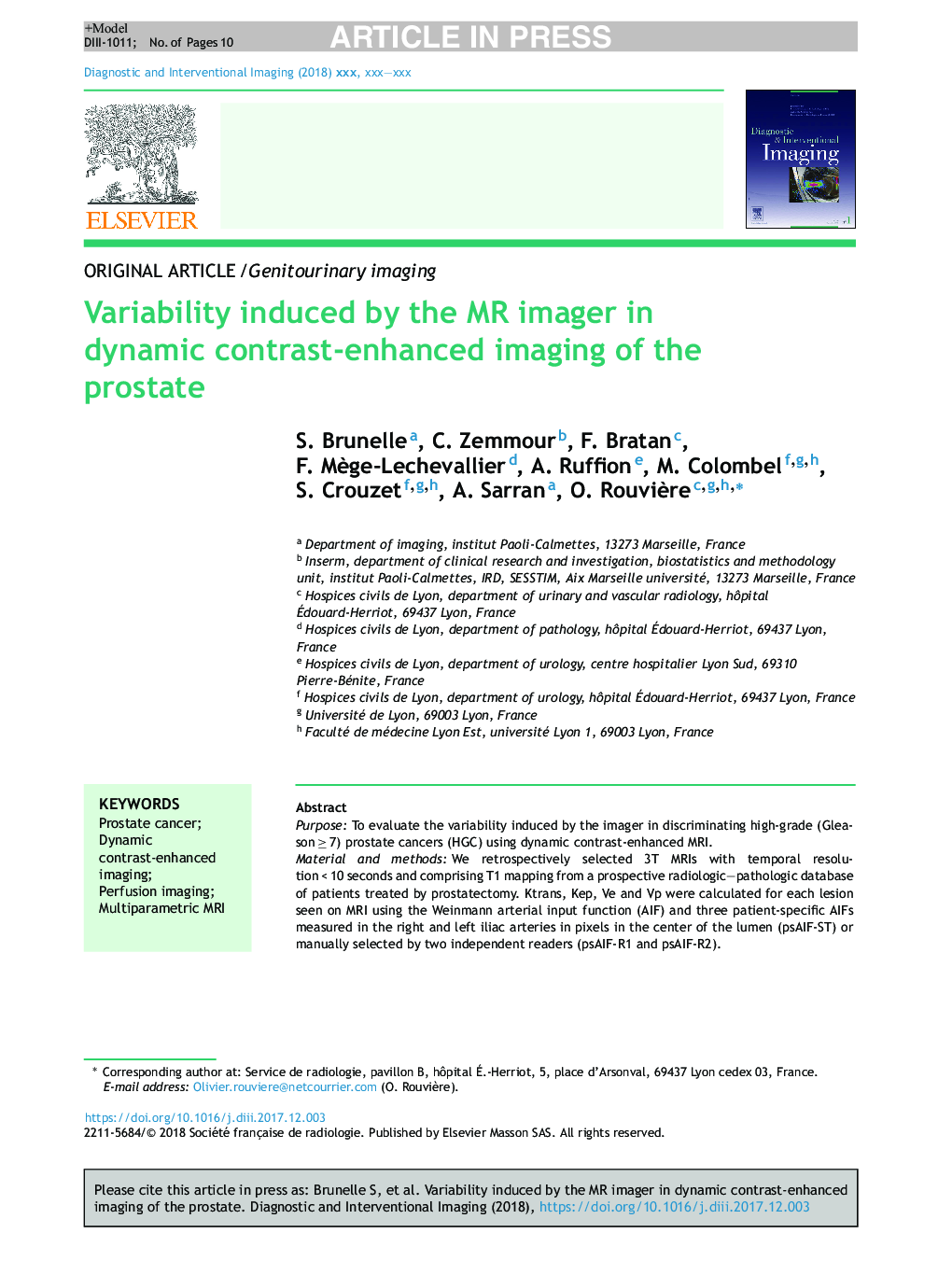 Variability induced by the MR imager in dynamic contrast-enhanced imaging of the prostate