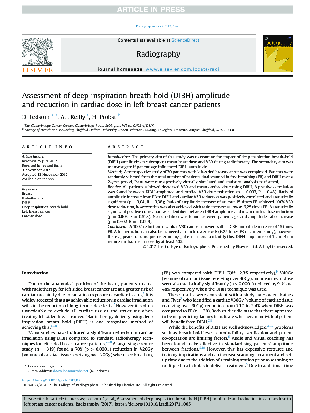 Assessment of deep inspiration breath hold (DIBH) amplitude and reduction in cardiac dose in left breast cancer patients