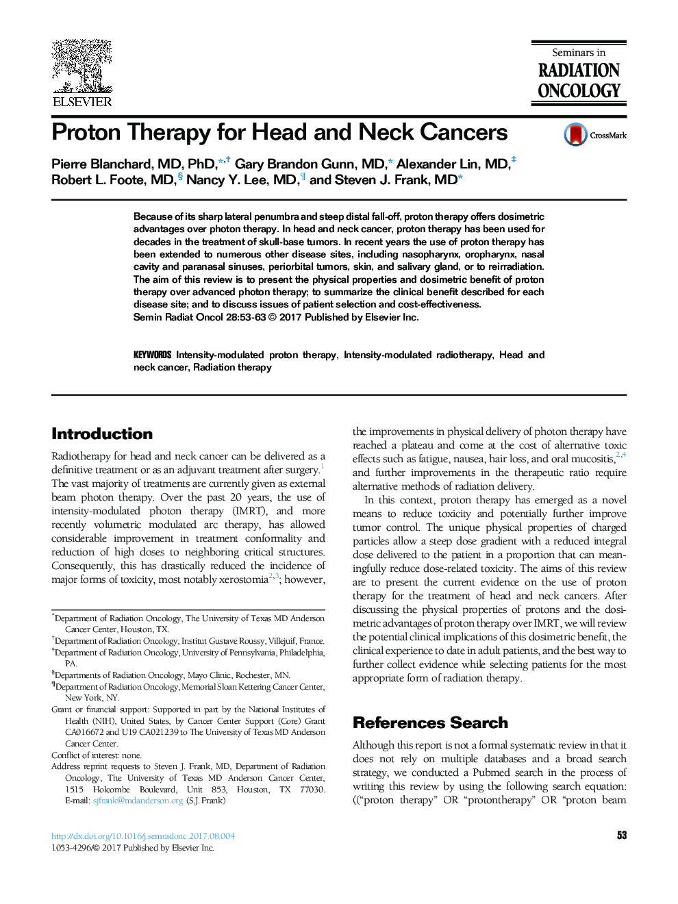 Proton Therapy for Head and Neck Cancers