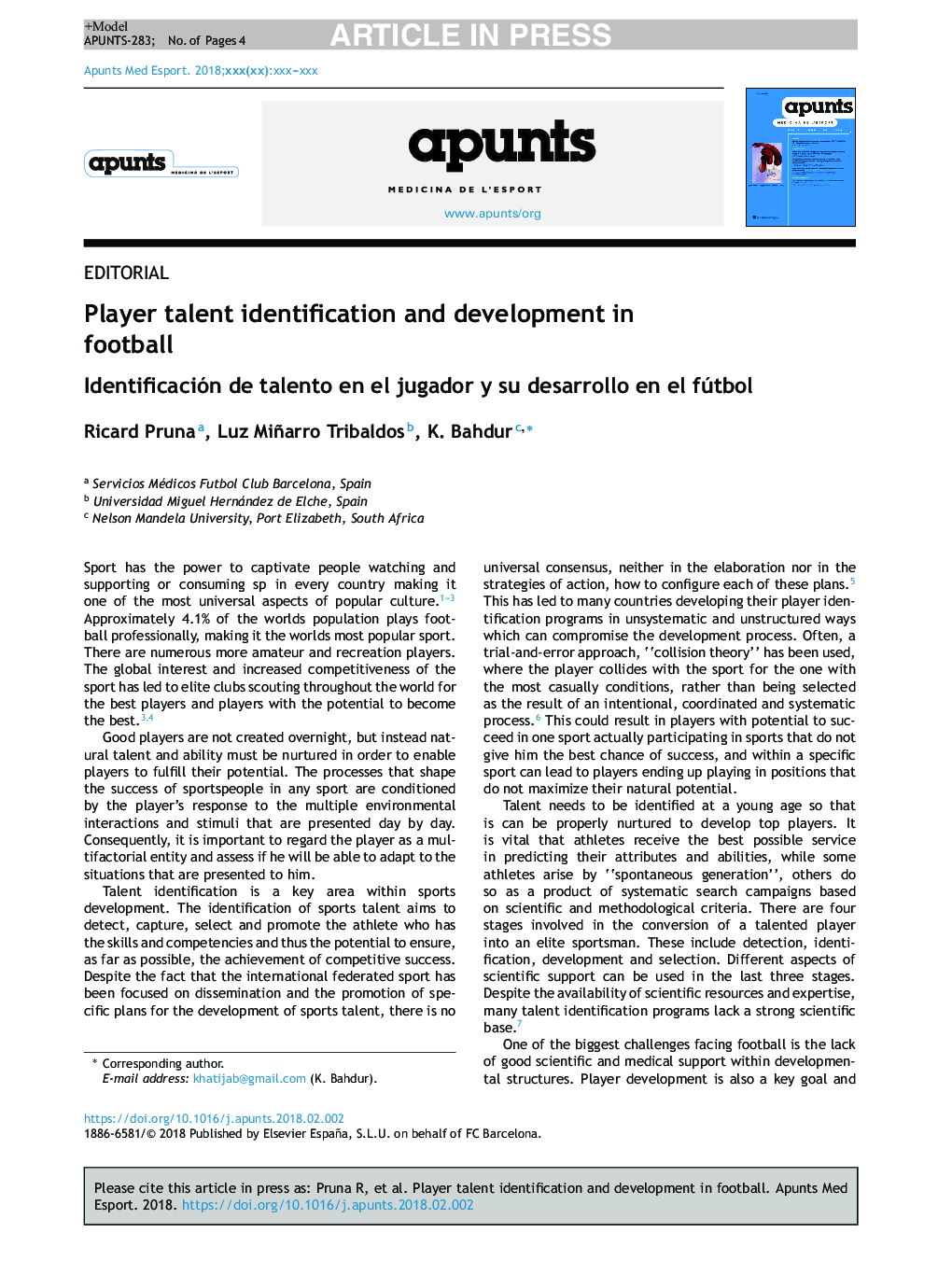 Player talent identification and development in football