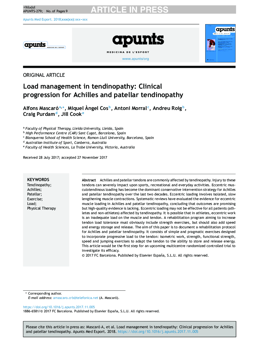 Load management in tendinopathy: Clinical progression for Achilles and patellar tendinopathy