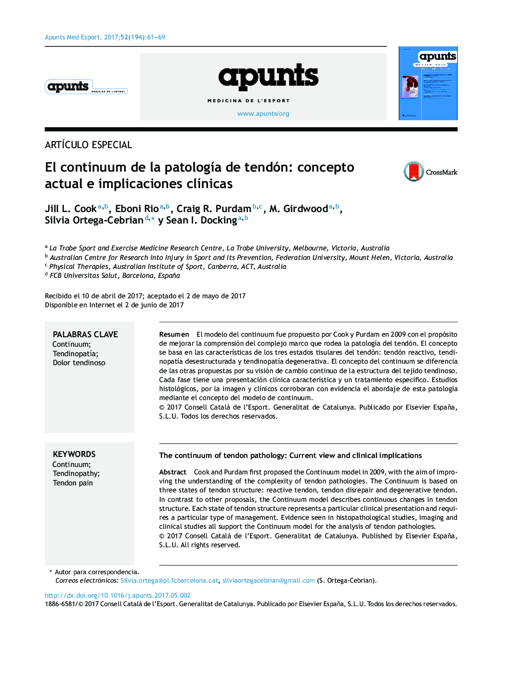 El continuum de la patologÃ­a de tendón: concepto actual e implicaciones clÃ­nicas