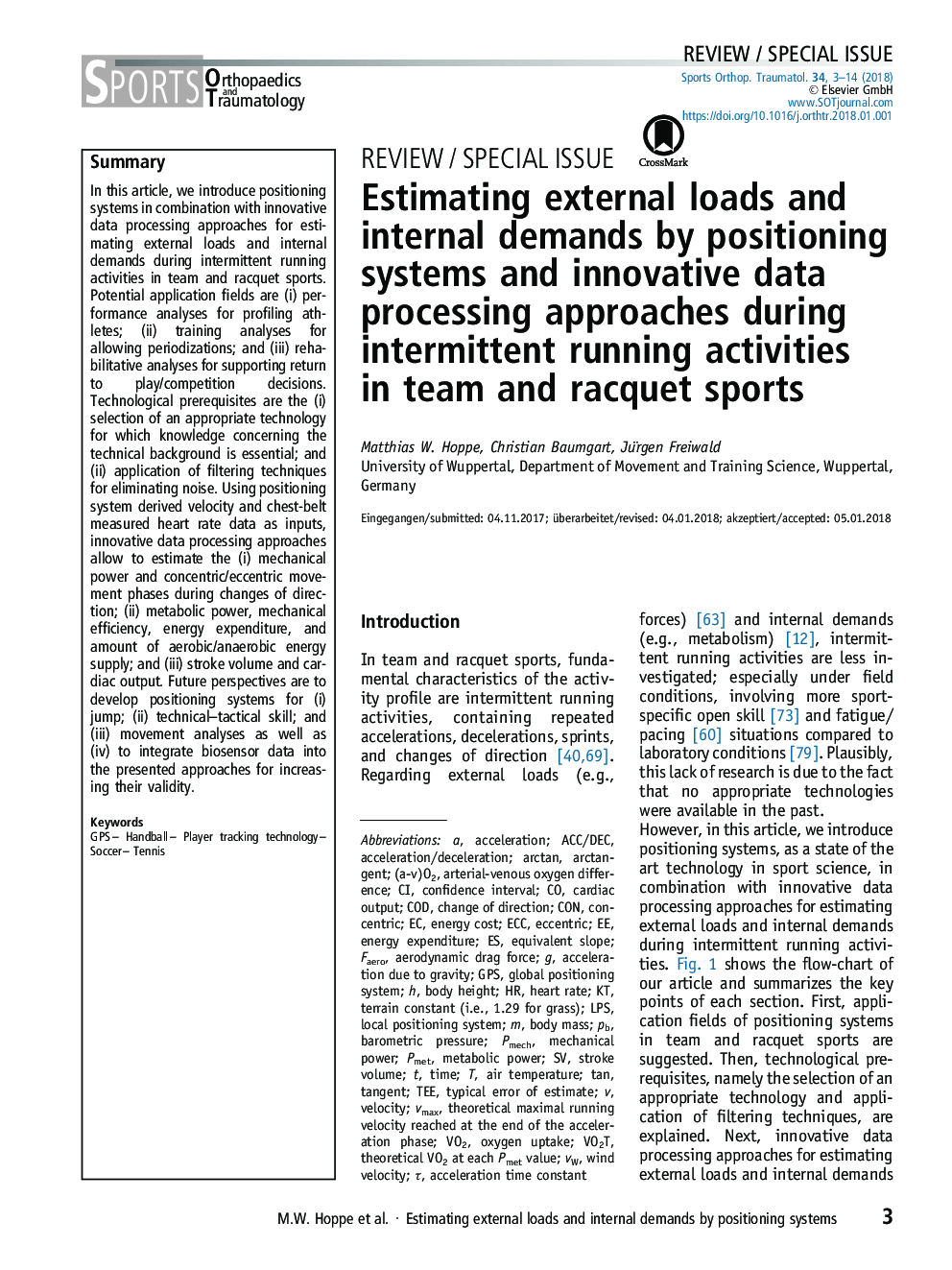 Estimating external loads and internal demands by positioning systems and innovative data processing approaches during intermittent running activities in team and racquet sports