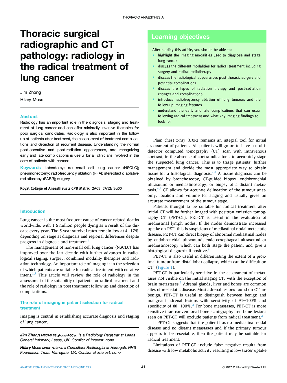 Thoracic surgical radiographic and CT pathology: radiology in the radical treatment of lung cancer