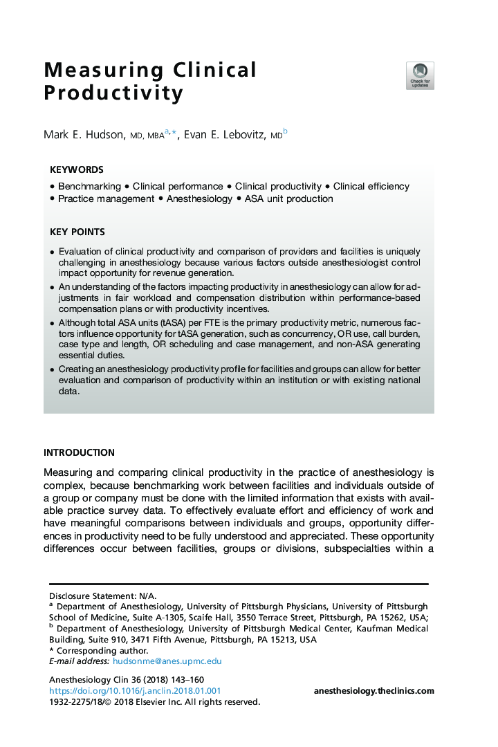 Measuring Clinical Productivity