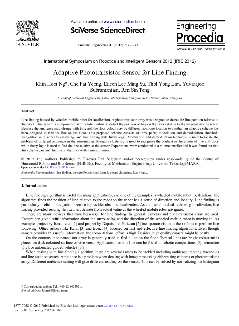 Adaptive Phototransistor Sensor for Line Finding