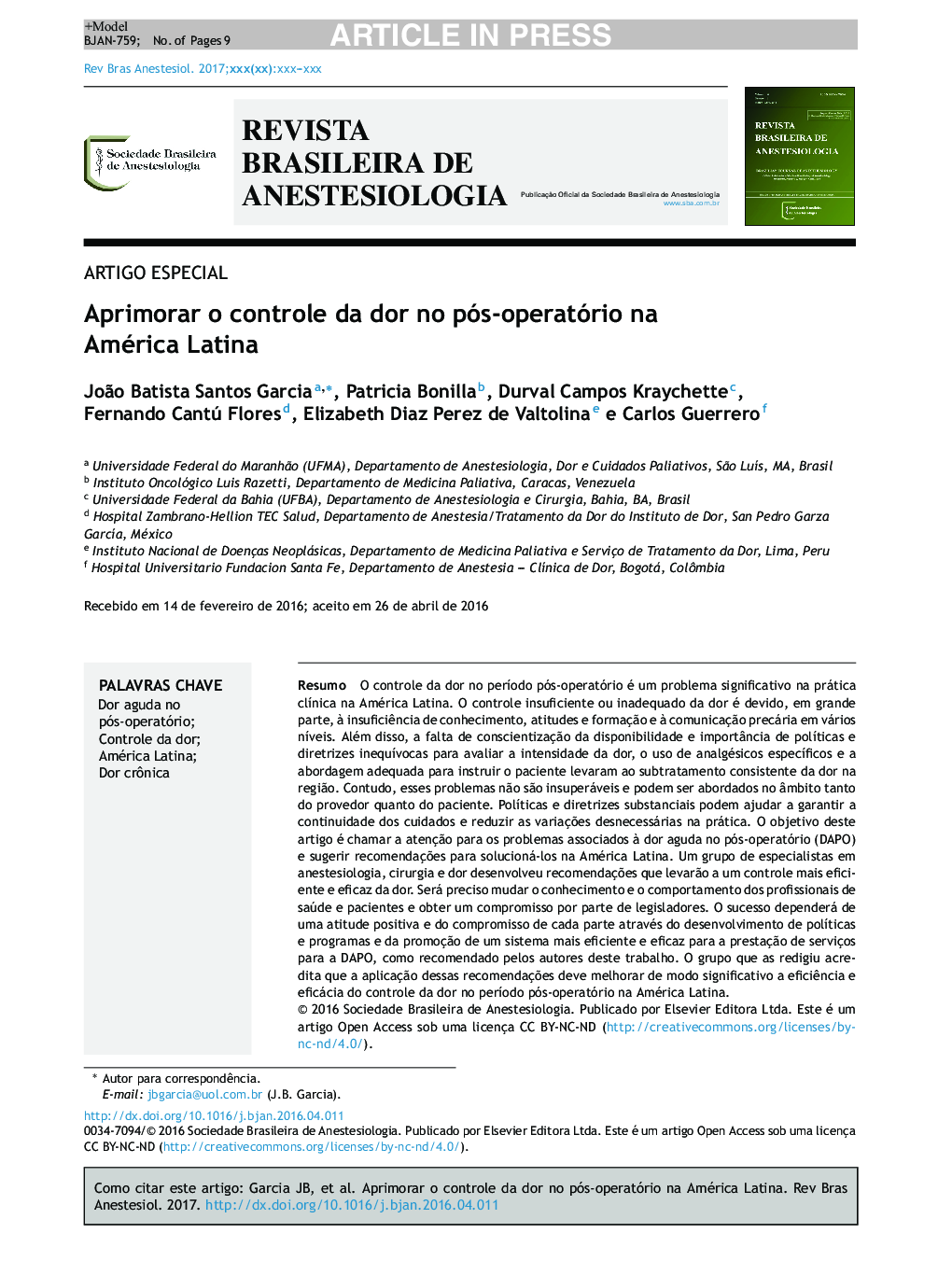 Aprimorar o controle da dor no pósâoperatório na América Latina