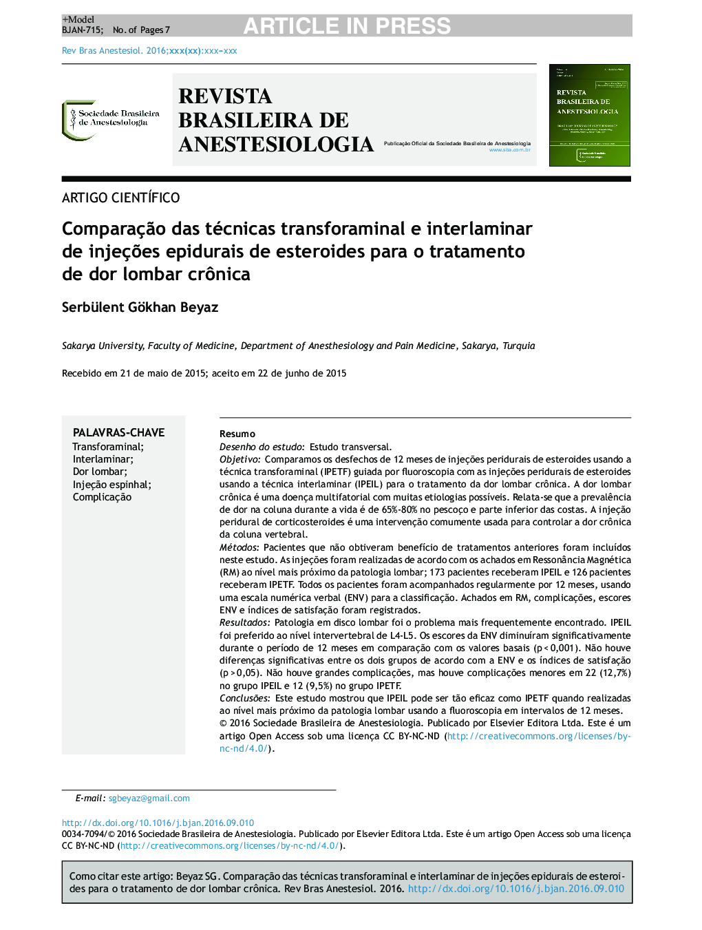 ComparaçÃ£o das técnicas transforaminal e interlaminar de injeçÃµes epidurais de esteroides para o tratamento de dor lombar crÃ´nica