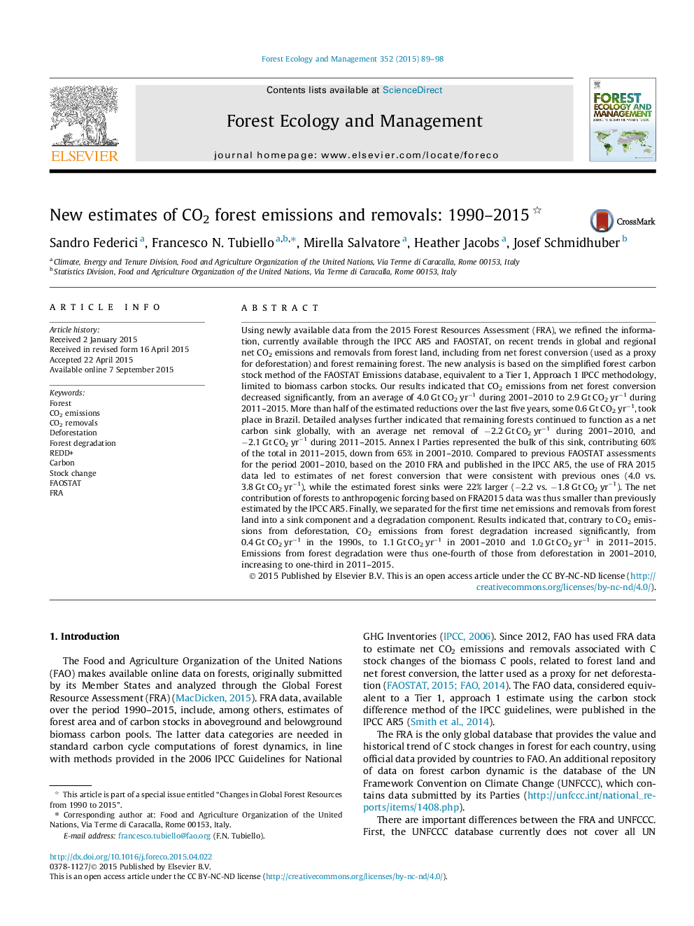 New estimates of CO2 forest emissions and removals: 1990–2015 