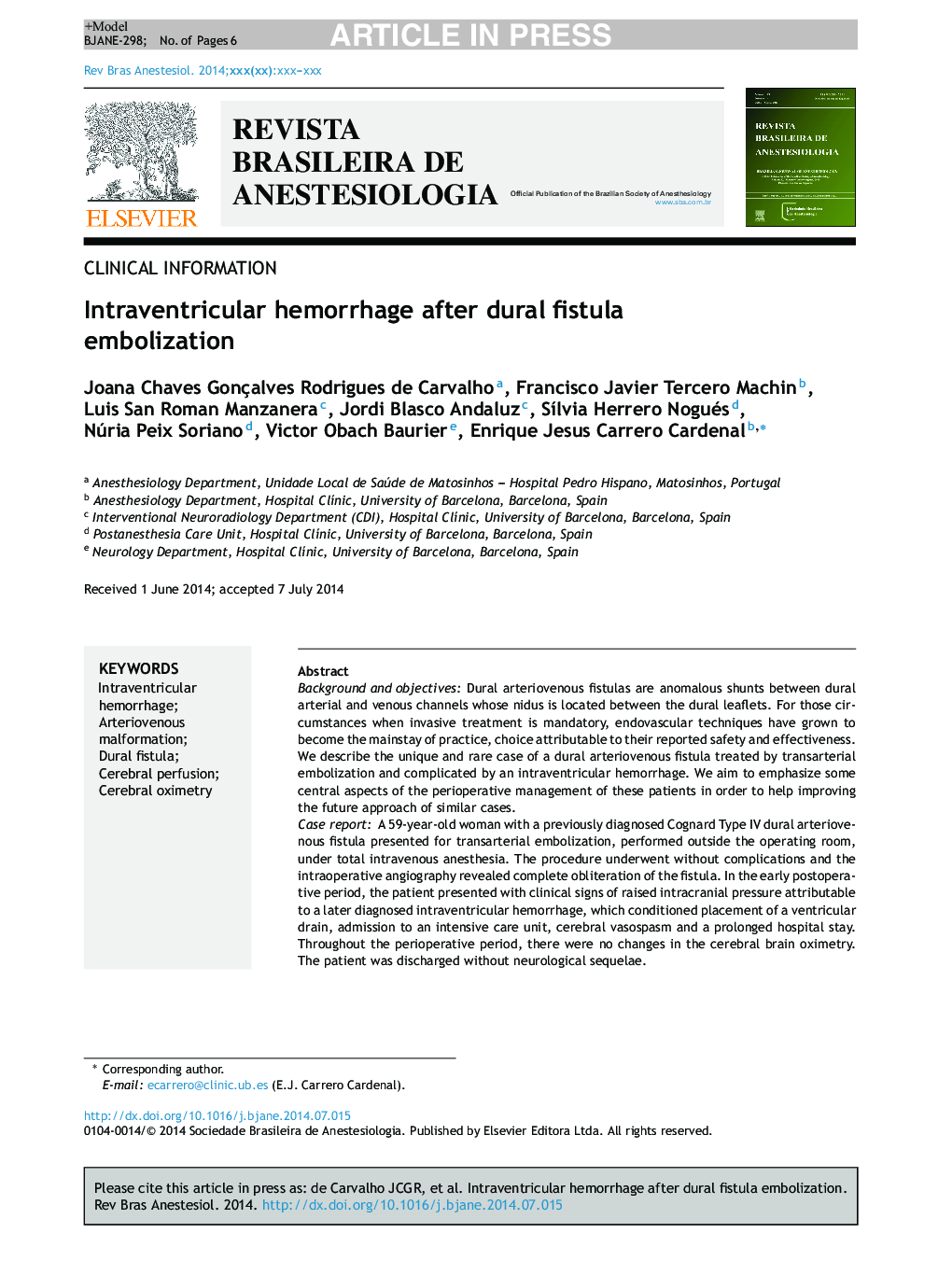 Intraventricular hemorrhage after dural fistula embolization