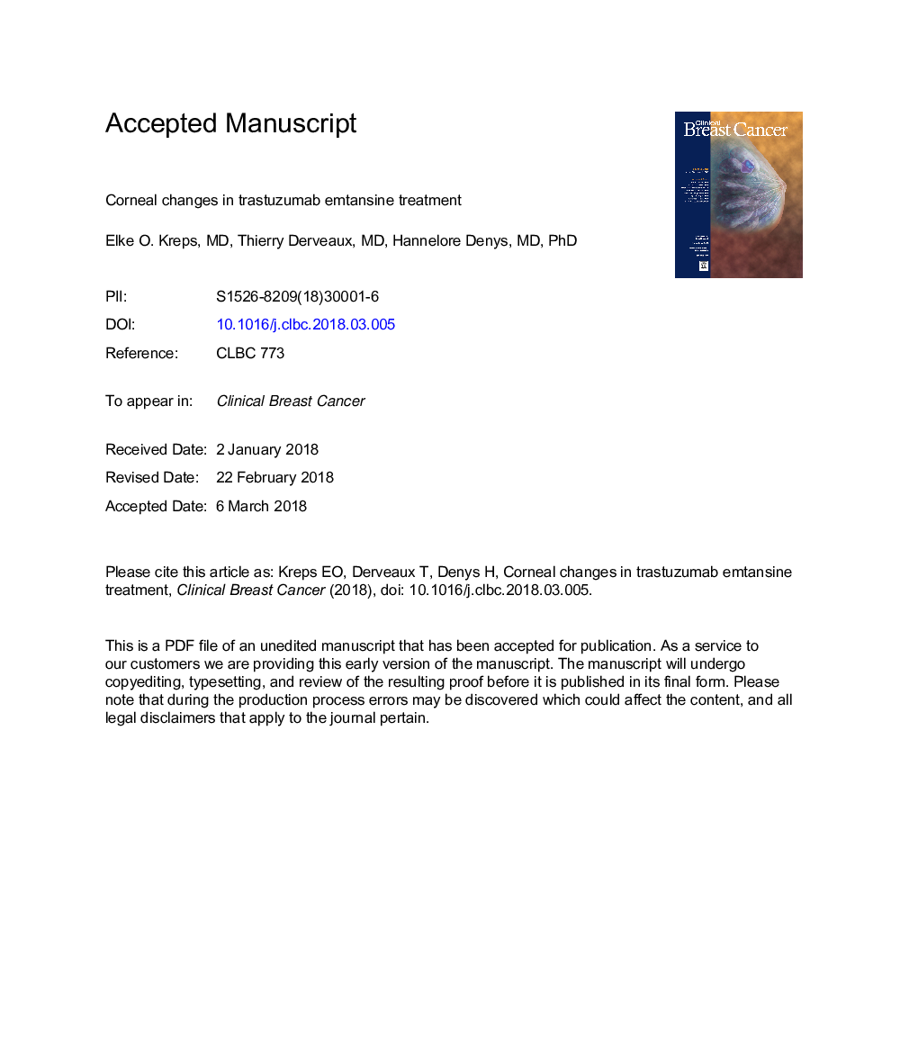 Corneal Changes in Trastuzumab EmtansineÂ Treatment