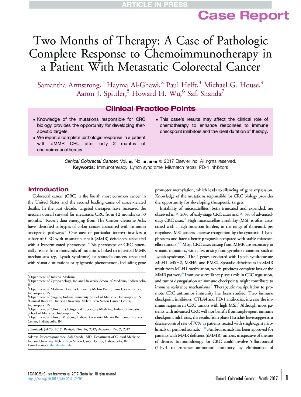 دو ماه درمان: یک مورد واکنش پاتولوژیک به شیمی درمانی در بیمار مبتلا به سرطان کولورکتال متاستاتیک 