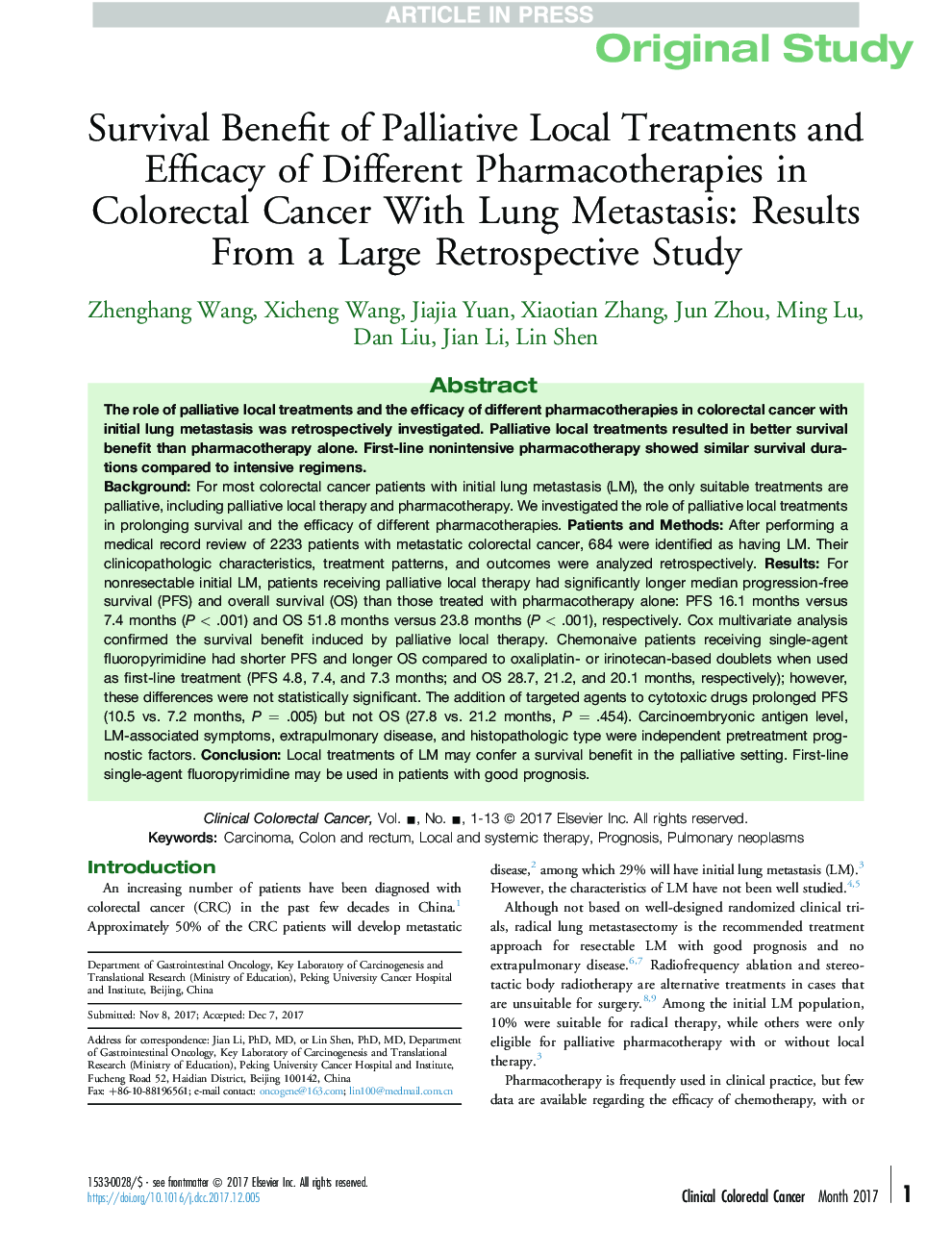 مزایای بقا درمان های موضعی و اثربخشی داروهای مختلف در سرطان کولورکتال با متاستاز ریه: نتایج از مطالعه یک مطالعه بزرگ 