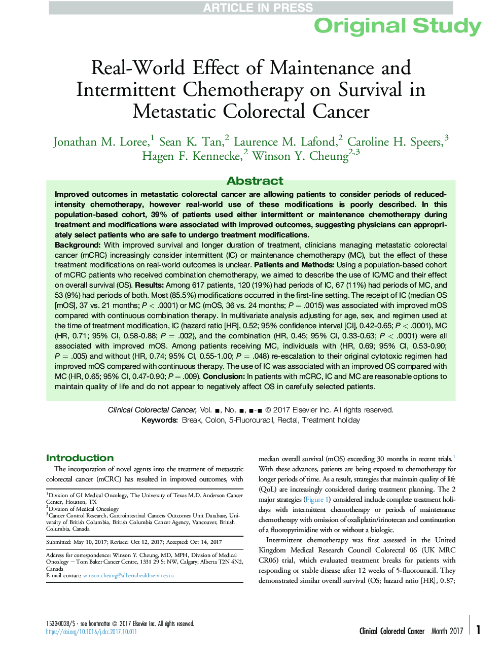 تأثیر واقعی تعمیرات و شیمیدرمانی متناوب بر زنده ماندن در سرطان متاستاتیک کولورکتال 