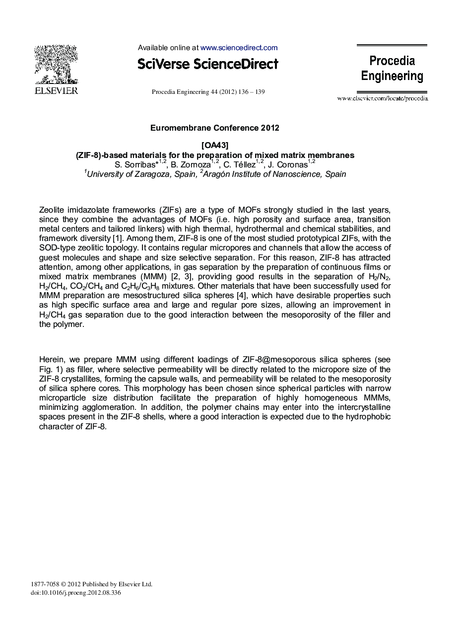 (ZIF-8)-Based Materials for the Preparation of Mixed Matrix Membranes