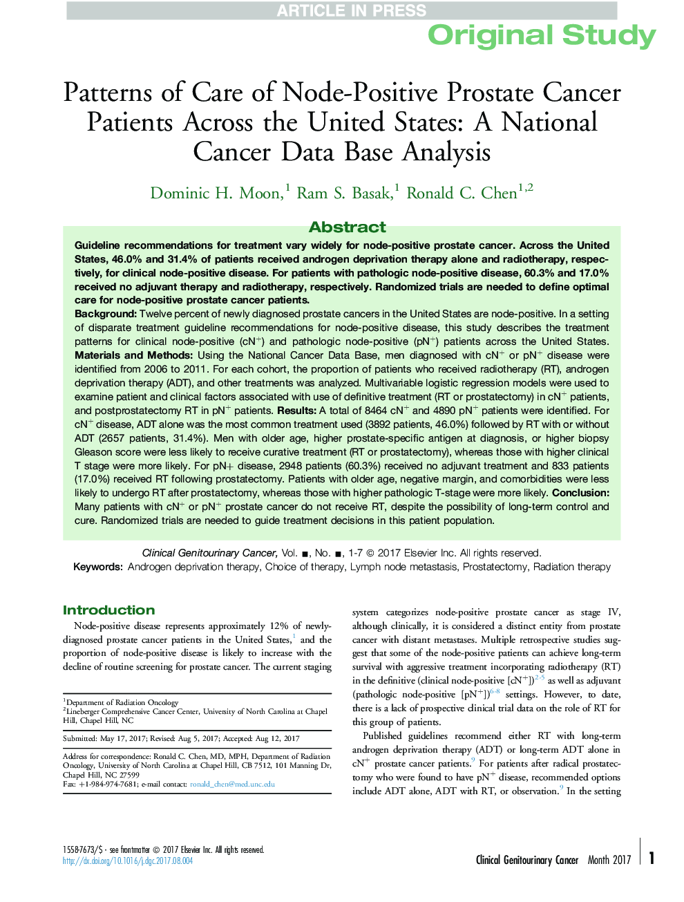 الگوهای مراقبت از بیماران مبتلا به سرطان پروستات مثبت در سراسر ایالات متحده: تجزیه و تحلیل پایگاه داده سرطان ملی 