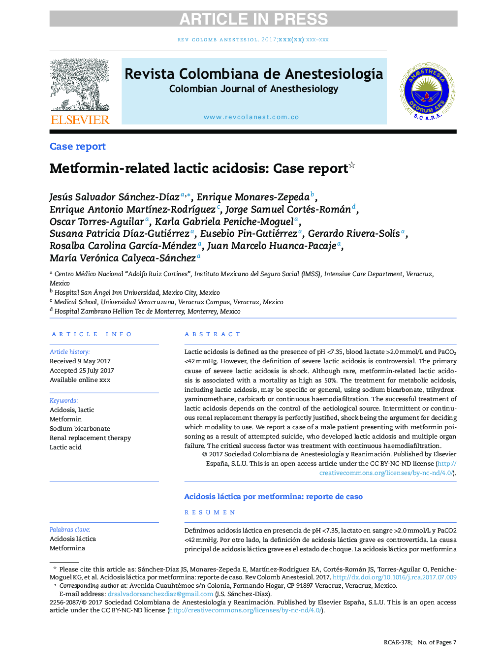 Metformin-related lactic acidosis: Case report