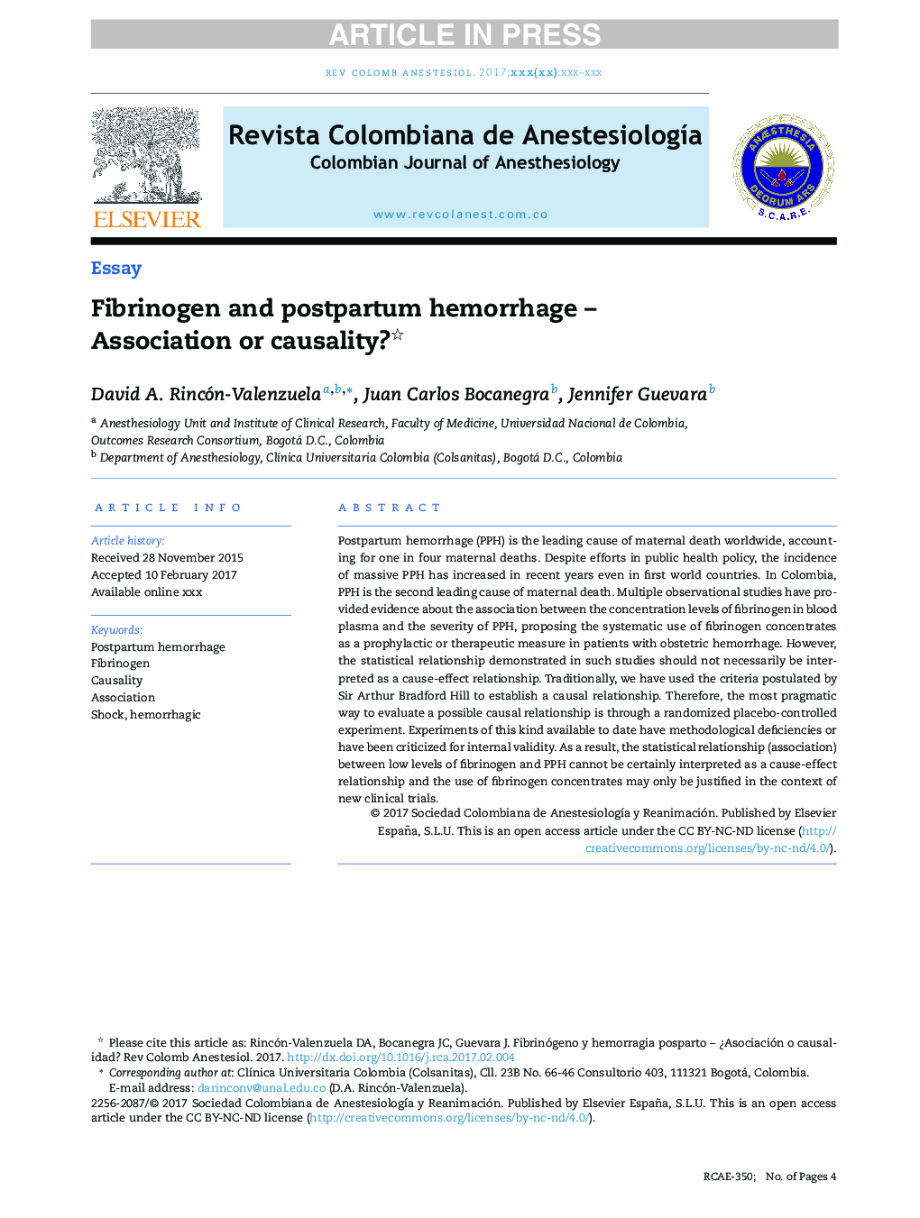 Fibrinogen and postpartum hemorrhage - Association or causality?