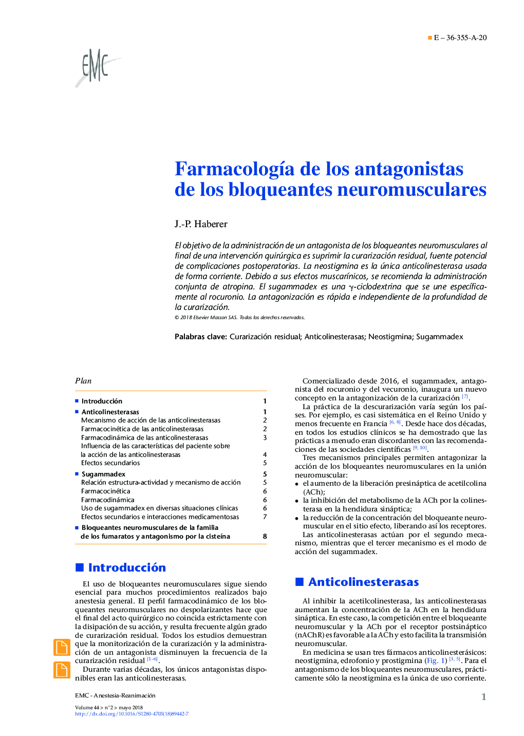 FarmacologÃ­a de los antagonistas de los bloqueantes neuromusculares