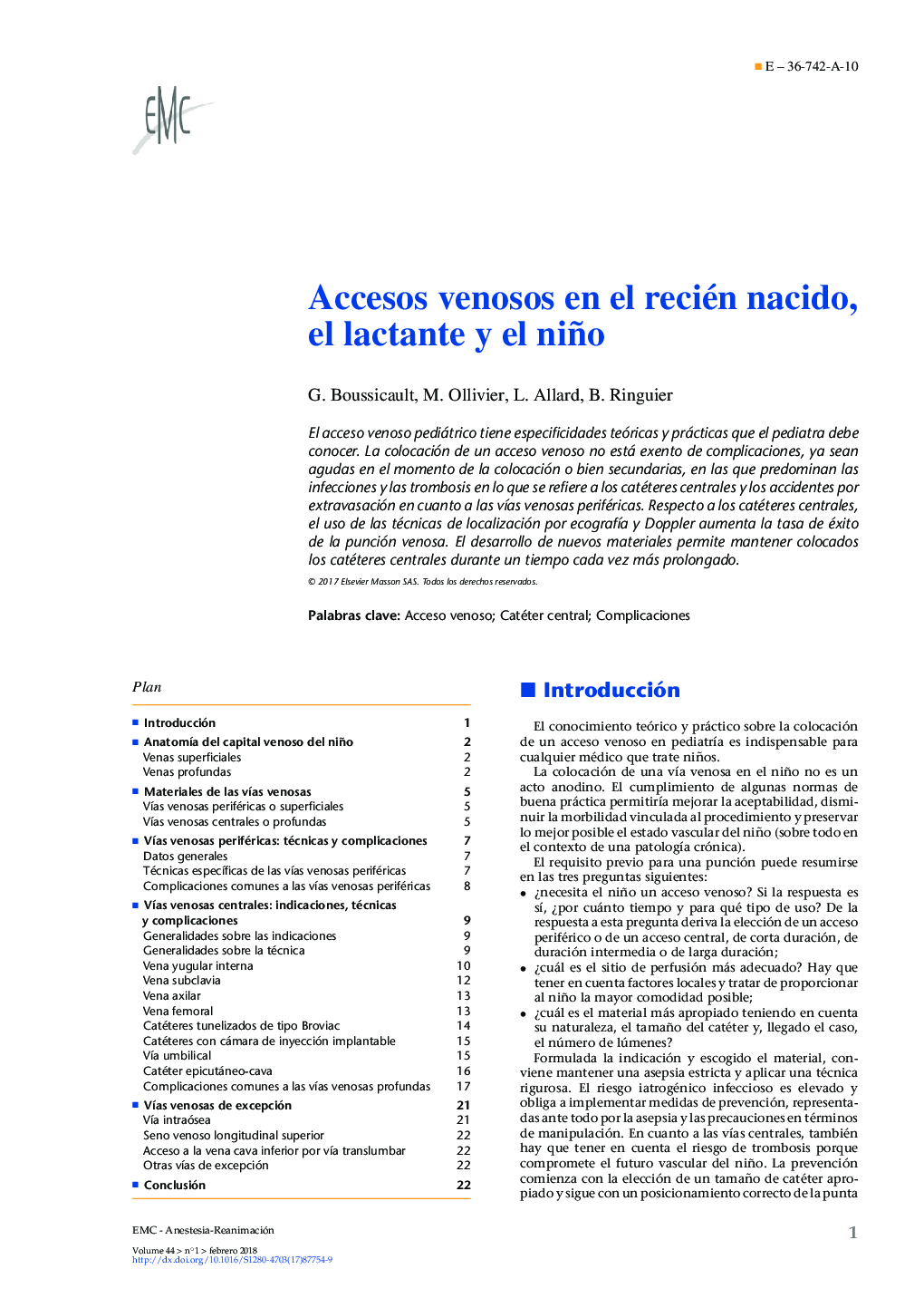 Accesos venosos en el recién nacido, el lactante y el niño