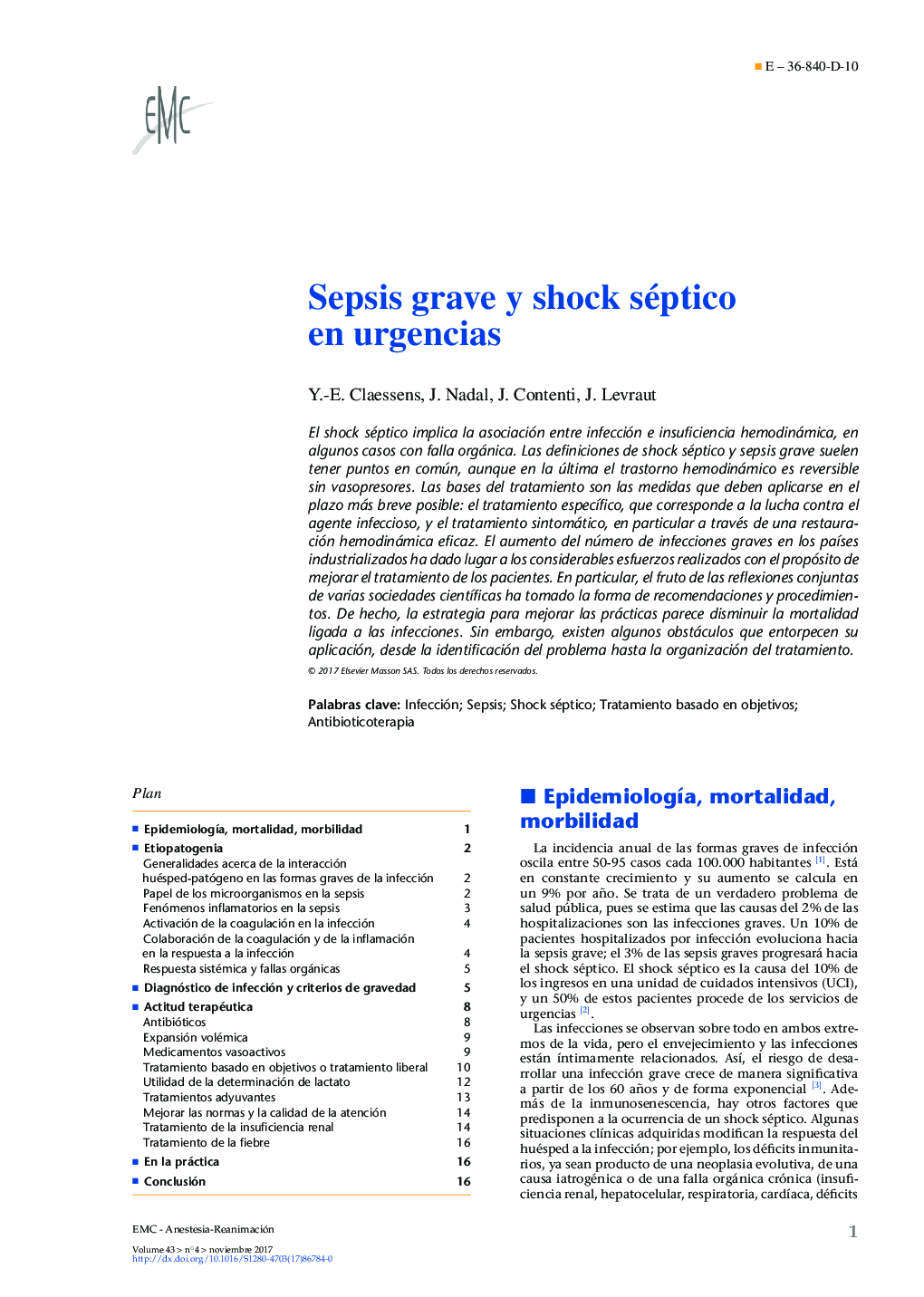 Sepsis grave y shock séptico en urgencias