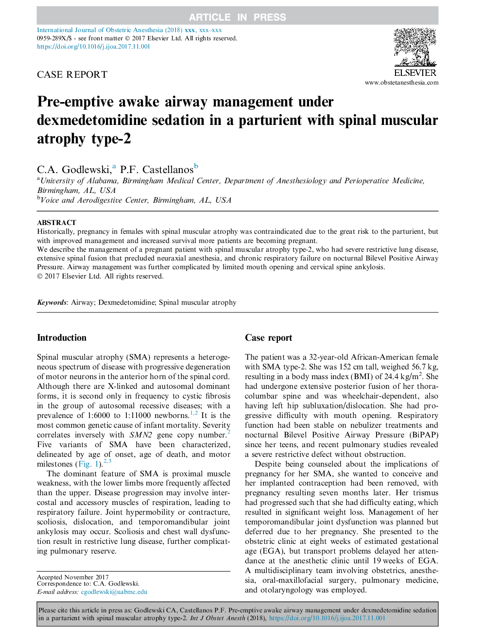 Pre-emptive awake airway management under dexmedetomidine sedation in a parturient with spinal muscular atrophy type-2