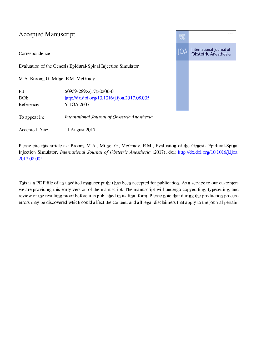 Evaluation of the Genesis Epidural-Spinal Injection Simulator