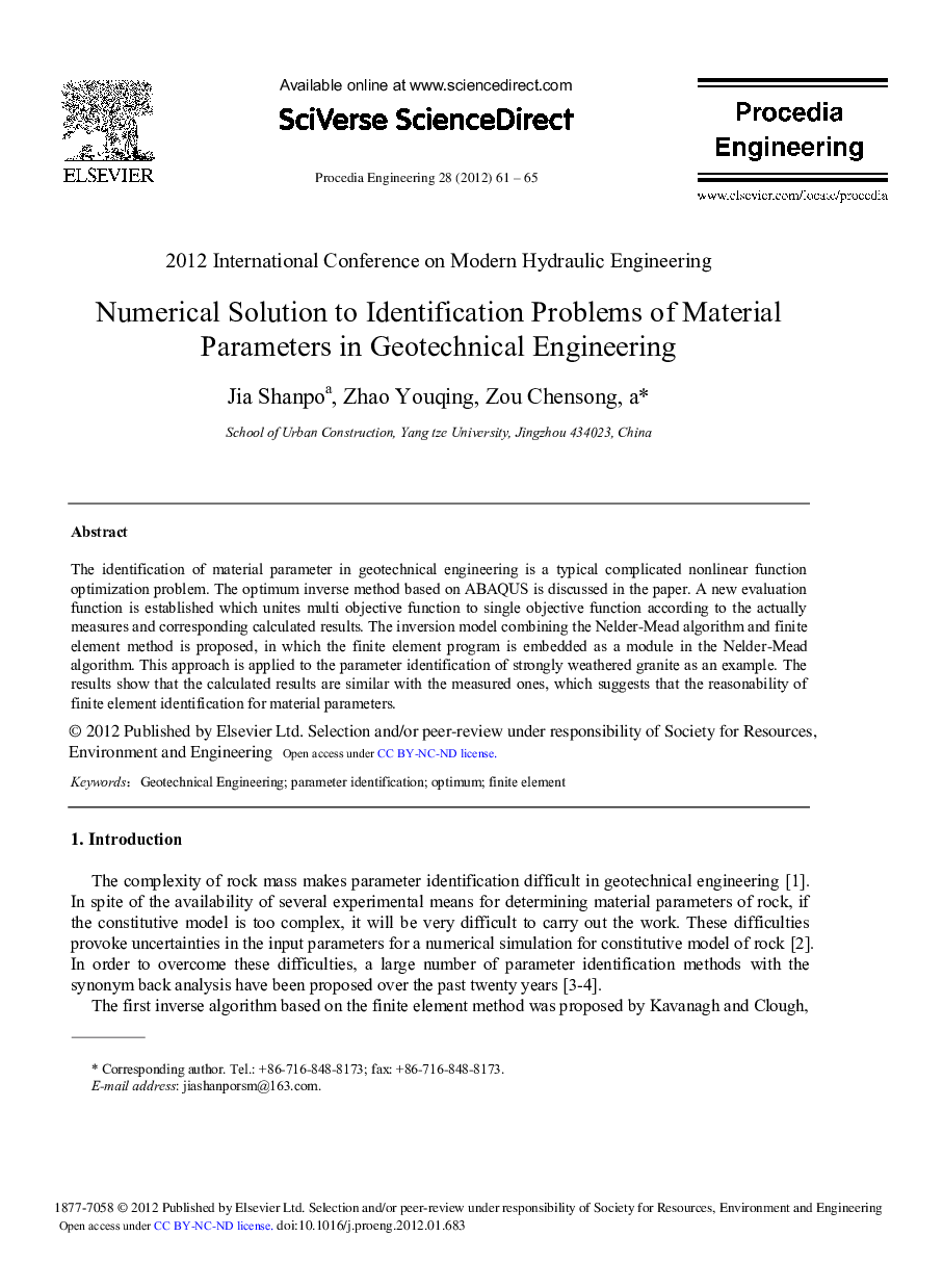 Numerical Solution to Identification Problems of Material Parameters in Geotechnical Engineering