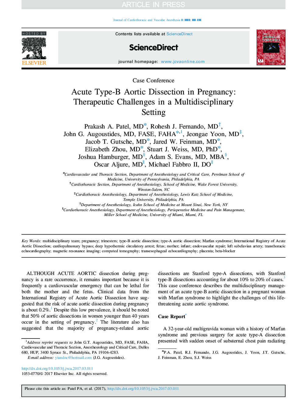 Acute Type-B Aortic Dissection in Pregnancy: Therapeutic Challenges in a Multidisciplinary Setting