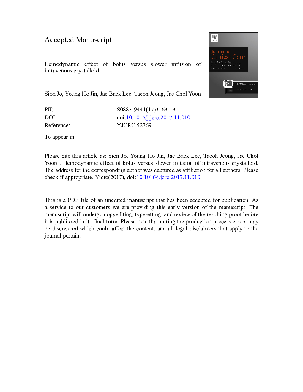 Hemodynamic effect of bolus versus slower infusion of intravenous crystalloid