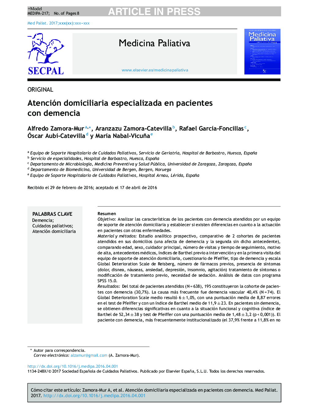 Atención domiciliaria especializada en pacientes con demencia