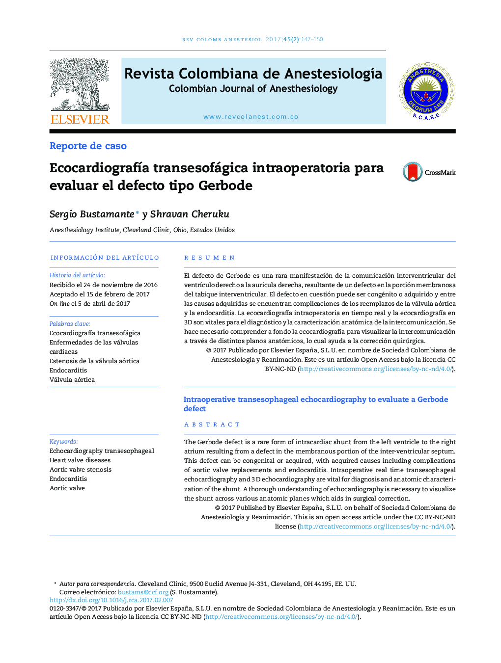 EcocardiografÃ­a transesofágica intraoperatoria para evaluar el defecto tipo Gerbode