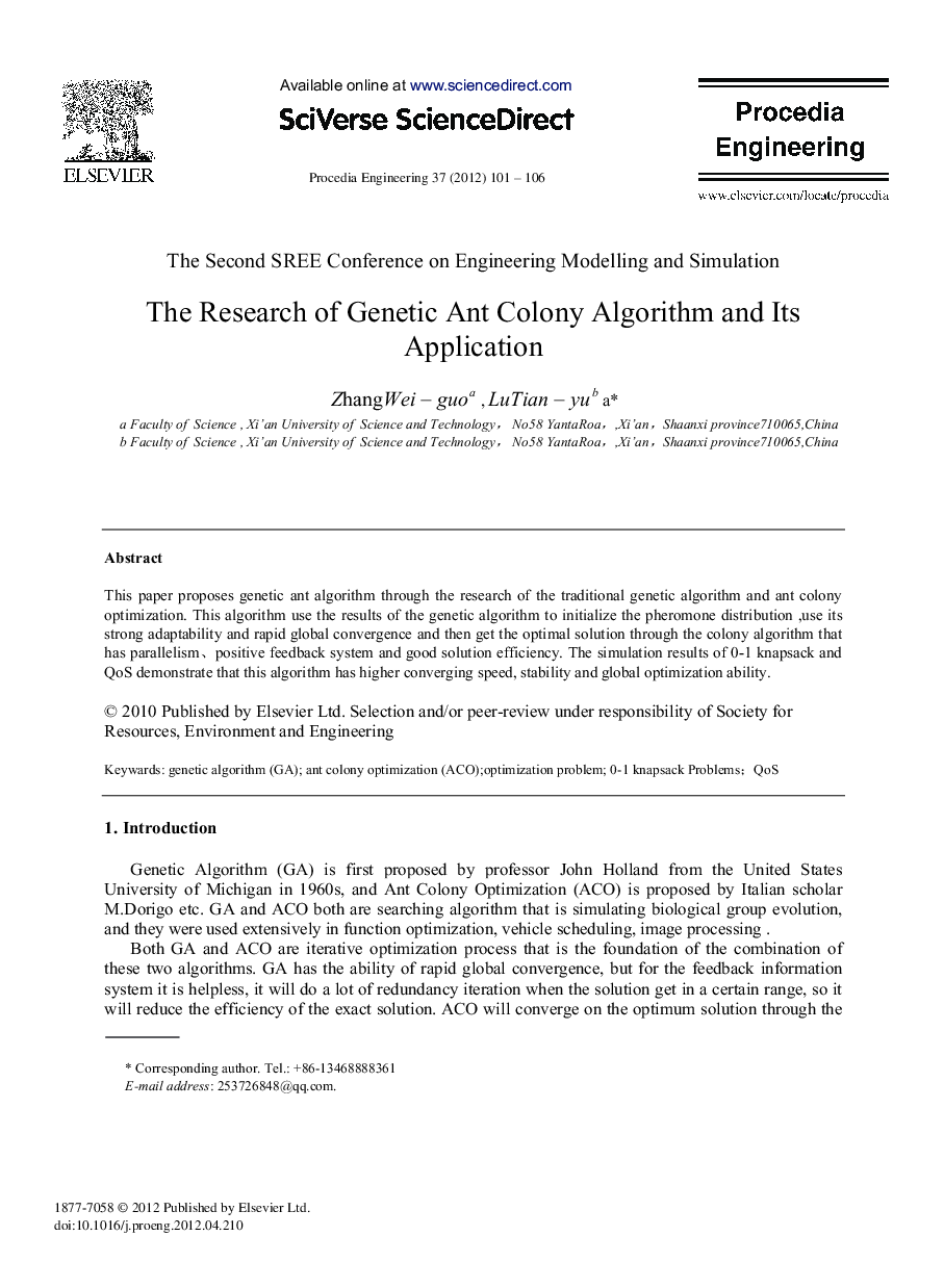 The Research of Genetic Ant Colony Algorithm and Its Application