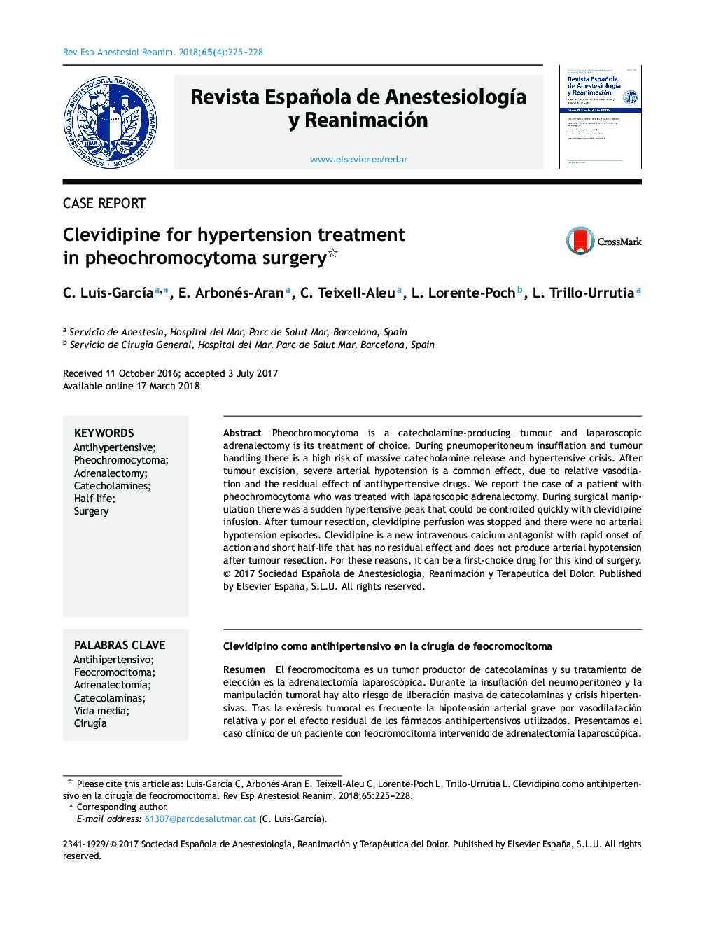 Clevidipine for hypertension treatment in pheochromocytoma surgery