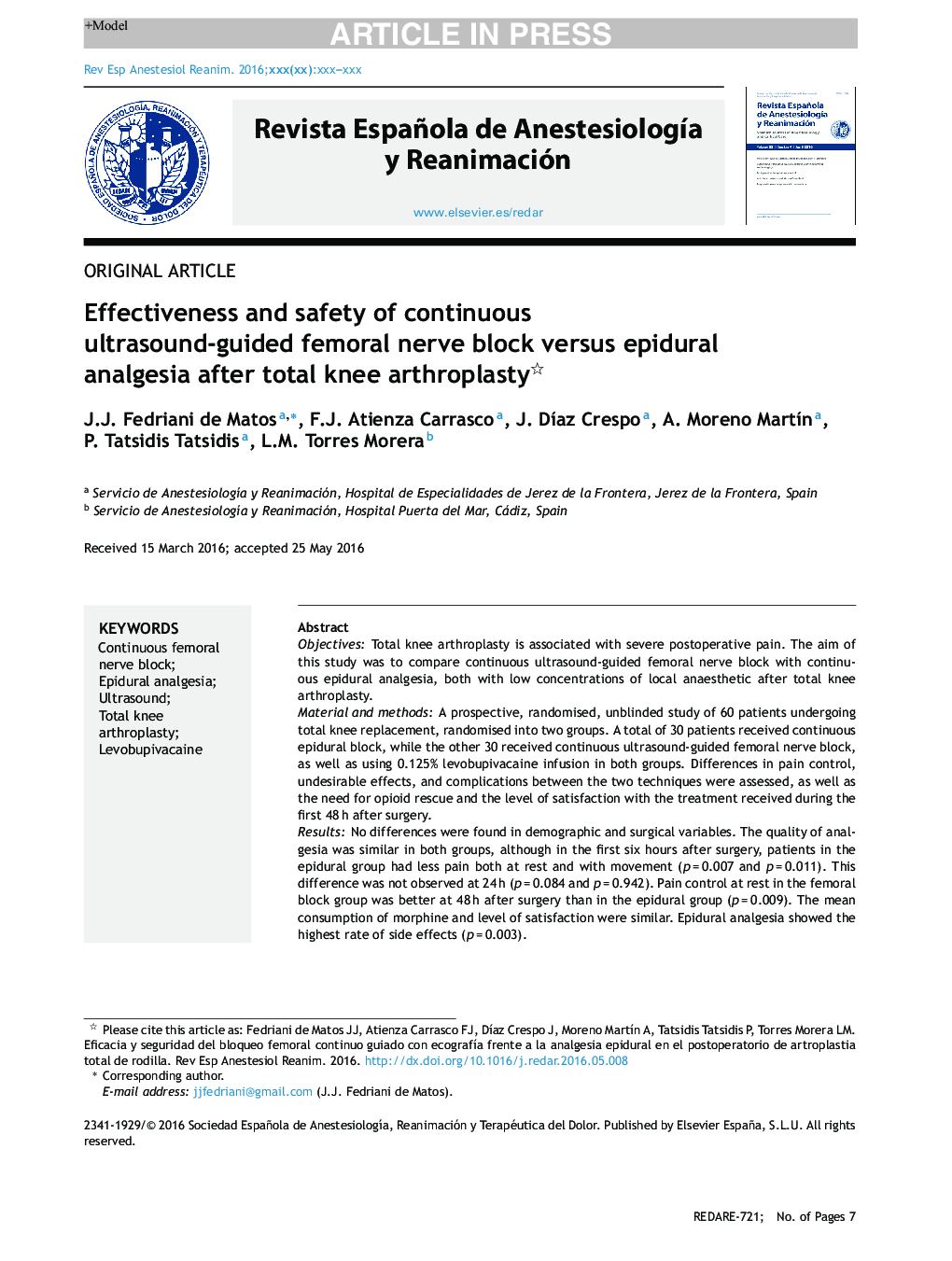 Effectiveness and safety of continuous ultrasound-guided femoral nerve block versus epidural analgesia after total knee arthroplasty