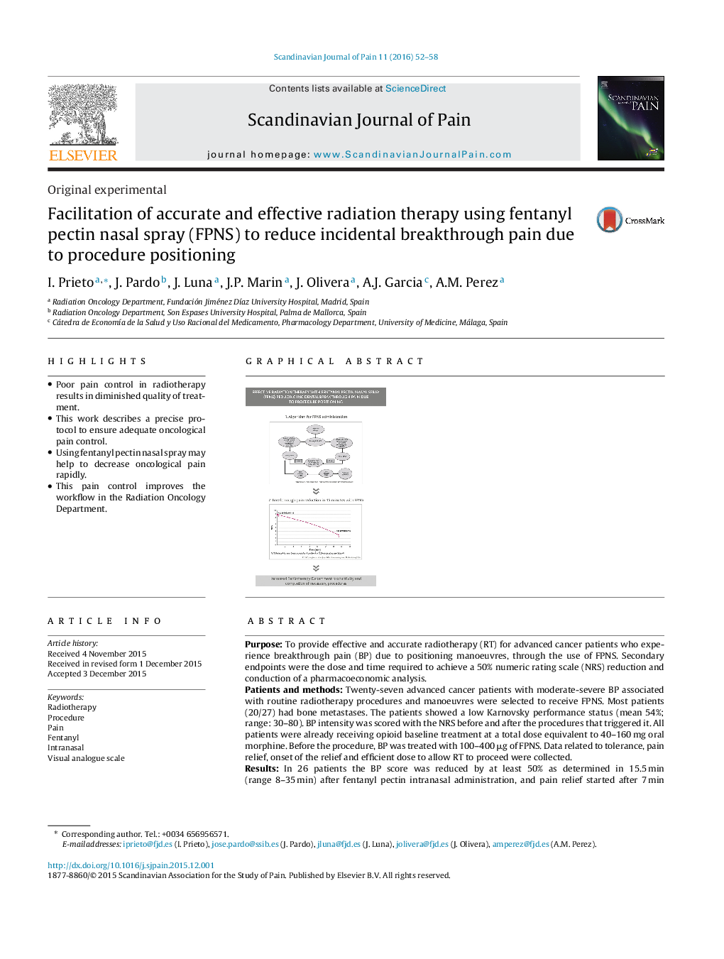 Facilitation of accurate and effective radiation therapy using fentanyl pectin nasal spray (FPNS) to reduce incidental breakthrough pain due to procedure positioning