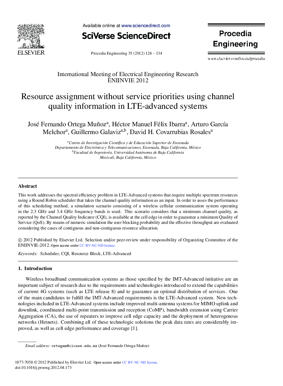 Resource assignment without service priorities using channel quality information in LTE-advanced systems