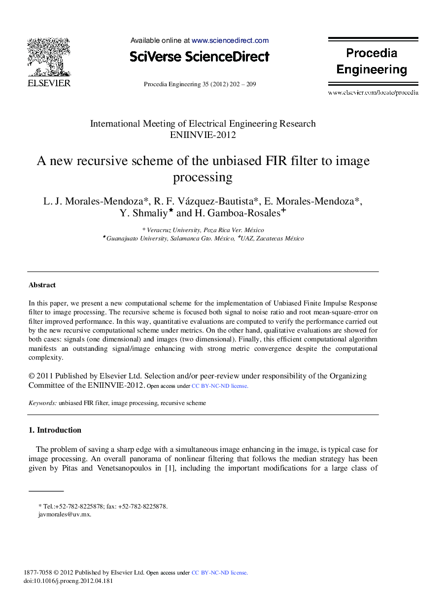 A new recursive scheme of the unbiased FIR filter to image processing