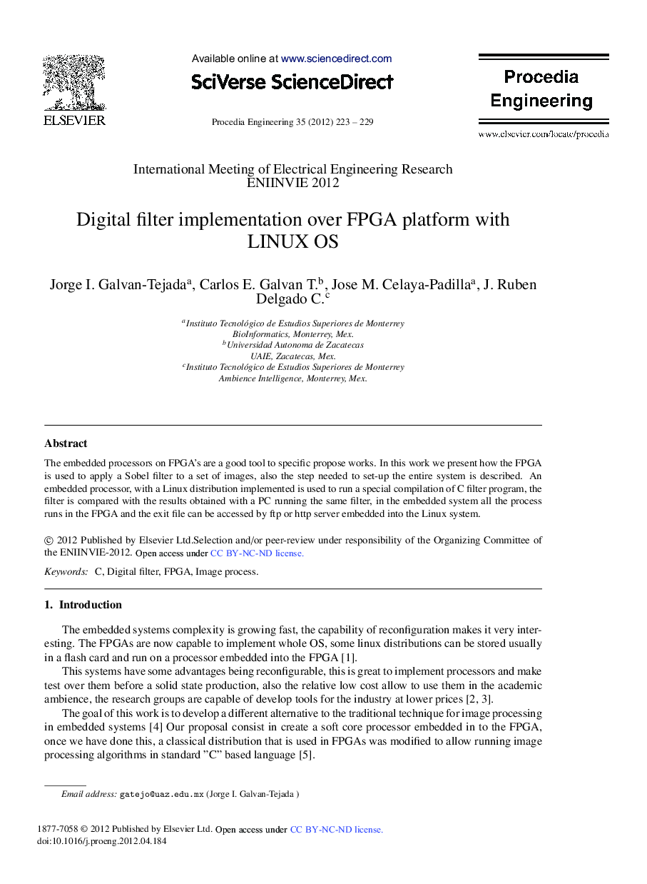 Digital filter implementation over FPGA platform with LINUX OS