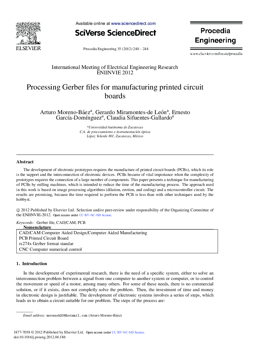 Processing Gerber files for manufacturing printed circuit boards