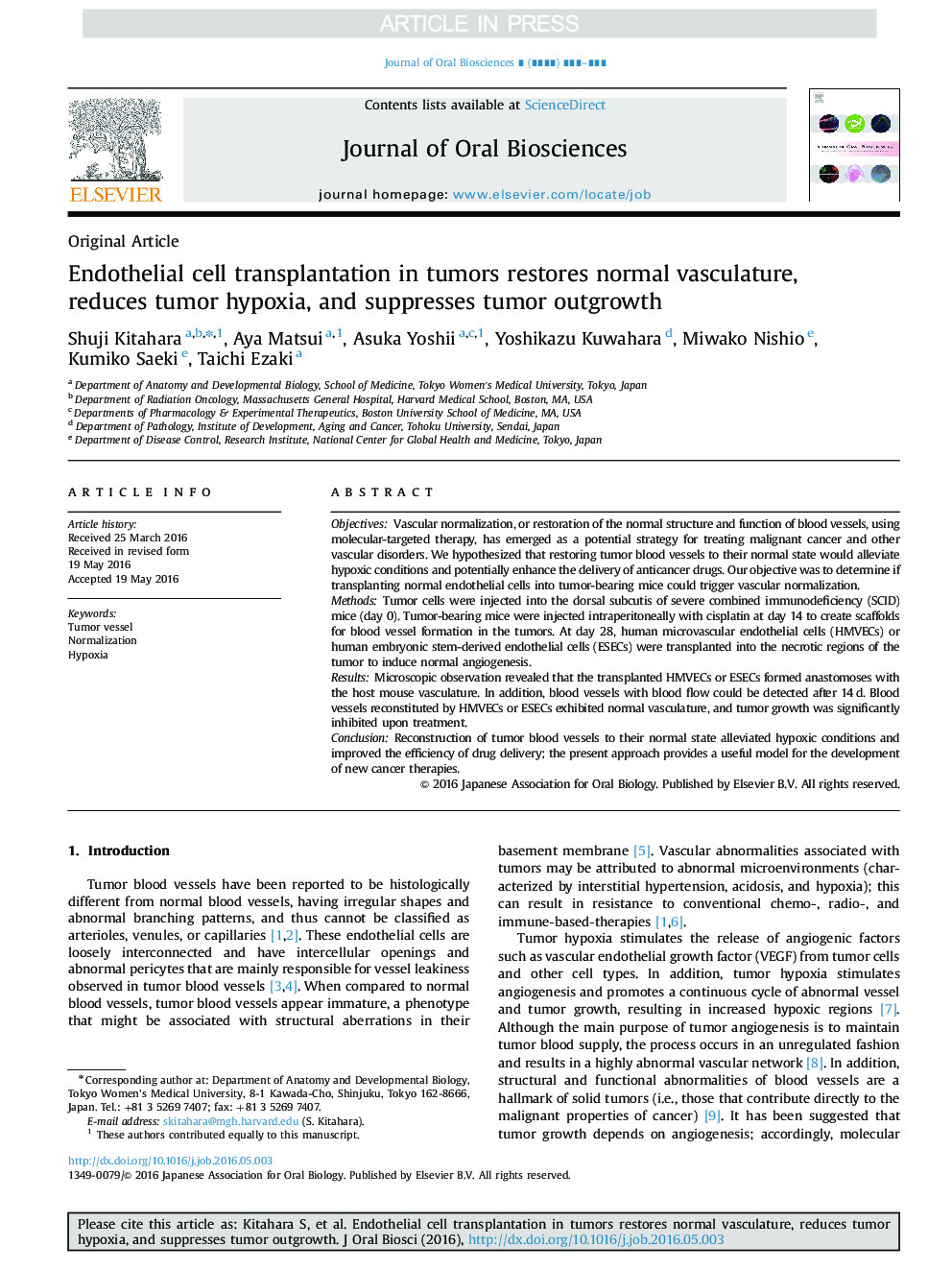 Endothelial cell transplantation in tumors restores normal vasculature, reduces tumor hypoxia, and suppresses tumor outgrowth