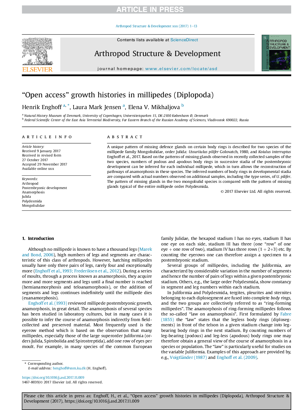 “Open access” growth histories in millipedes (Diplopoda)