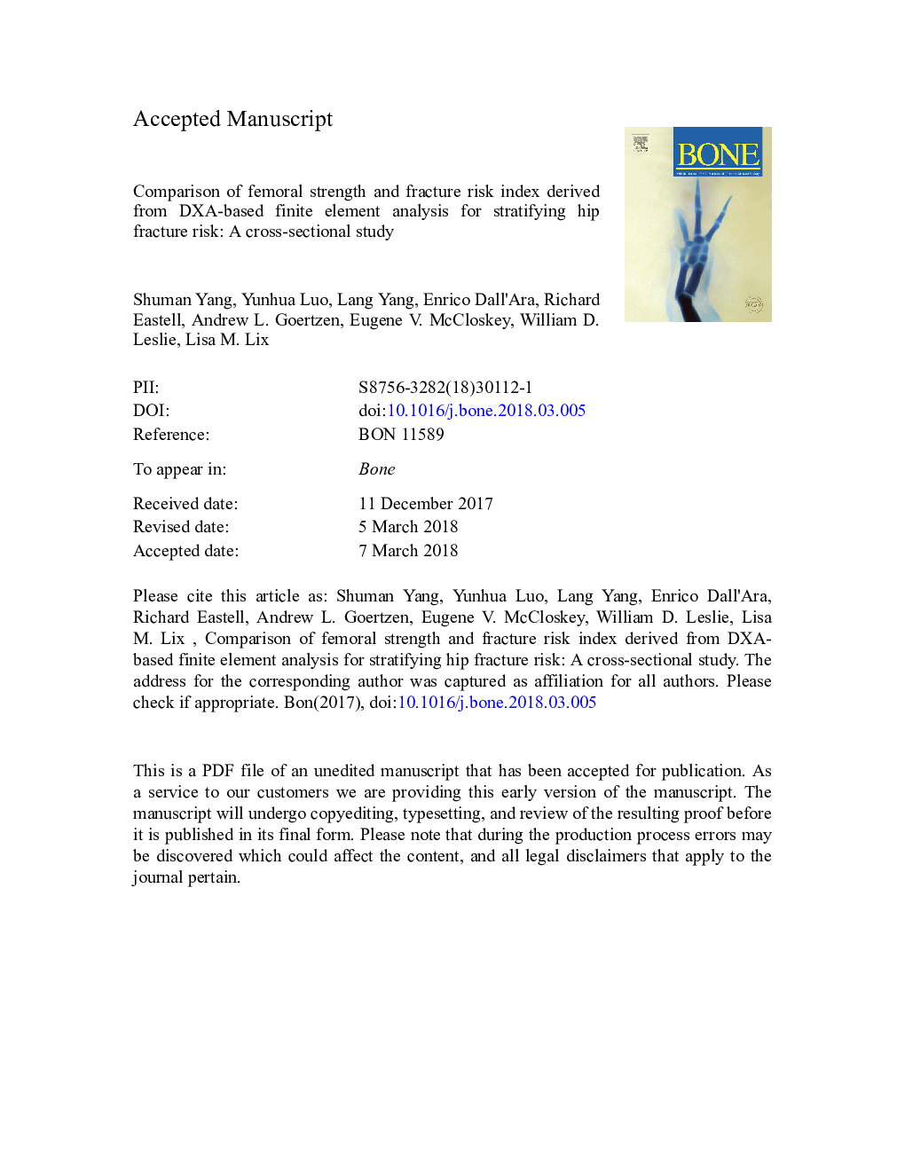 Comparison of femoral strength and fracture risk index derived from DXA-based finite element analysis for stratifying hip fracture risk: A cross-sectional study