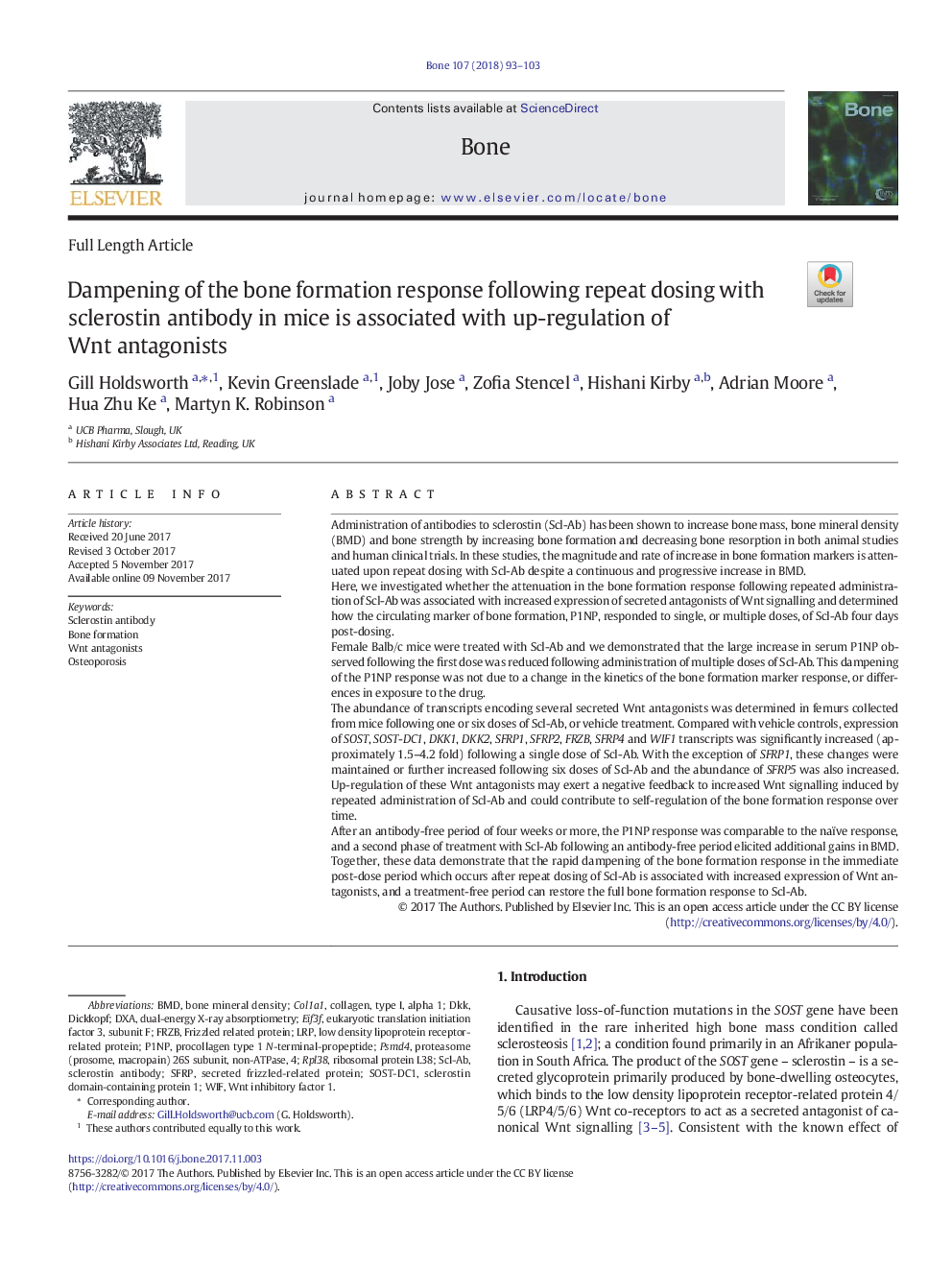 Dampening of the bone formation response following repeat dosing with sclerostin antibody in mice is associated with up-regulation of Wnt antagonists