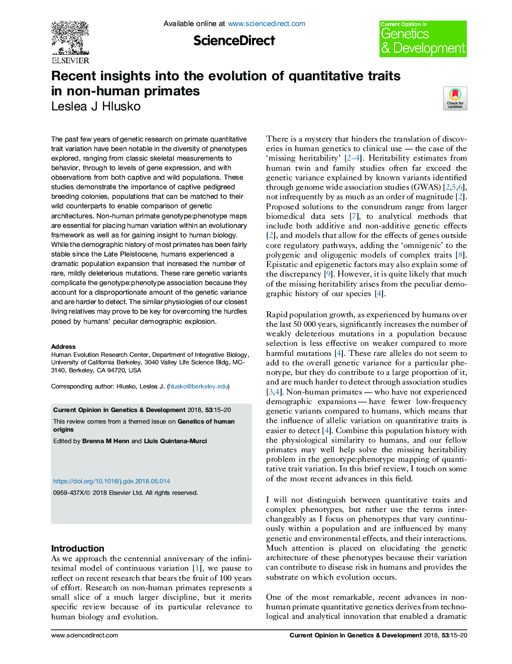 Recent insights into the evolution of quantitative traits in non-human primates