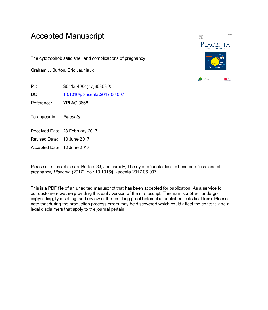 The cytotrophoblastic shell and complications of pregnancy